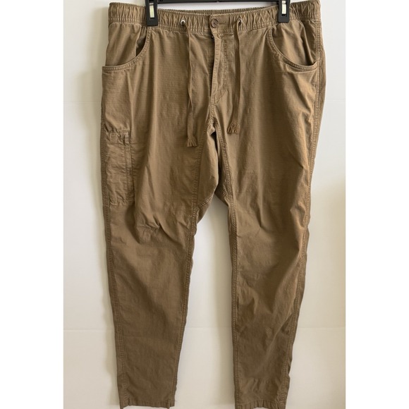 BYLT Basics Other - BYLT Pants Drawstring Elastic Waist Men's XL Khaki Cotton Stretch Fast Shipping